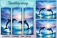 Dolphin Tumbler Sublimation, 20 oz Tumbler Wrap Product Image 1