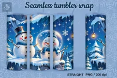 Snowman Seamless Tumbler Sublimation, 20 oz PNG Product Image 1