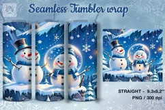 Snowman Seamless Tumbler Sublimation, 20 oz PNG Product Image 2