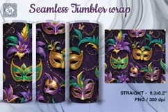 Mardi Gras Mask Tumbler Wrap Sublimation, 20 oz Product Image 3