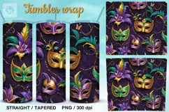 Mardi Gras Mask Tumbler Wrap Sublimation, 20 oz Product Image 1