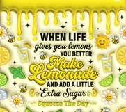 3D Inflated Lemons Summer Tumbler Wrap PNG Product Image 2