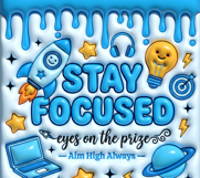Stay Focused Space School Tumbler Wrap PNG Product Image 2
