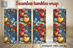 Balloons Love Seamless Tumbler Sublimation, 20 oz Wrap Product Image 1