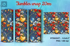 Balloons Love Seamless Tumbler Sublimation, 20 oz Wrap Product Image 2