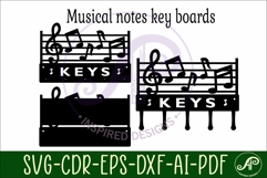 Music notes straight Key holder designs for wood and metal Product Image 3
