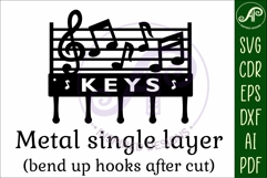 Music notes straight Key holder designs for wood and metal Product Image 4