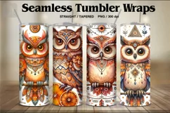 Owl Boho Tumbler Sublimation, 20 oz Tumbler Wrap Product Image 1