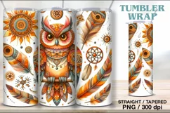 Owl Boho Tumbler Sublimation, 20 oz Tumbler Wrap Product Image 2