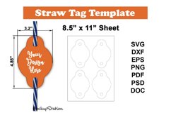 Straw Tag Template SVG | Straw Sublimation PSD Files Product Image 1