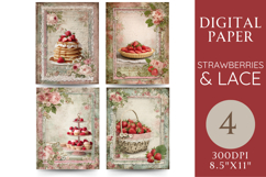 Strawberries and Lace Baking Paper with Cupcakes &amp; Tarts Product Image 1