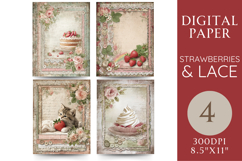 Strawberries &amp; Lace Paper with Kitten, Cake &amp; Meringue Tart Product Image 1