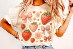 Boho Strawberry Coquette PNG, Preppy Strawberries, Summer Product Image 2
