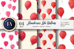 Strawberries with Balloon Shapes Seamless digital Paper Product Image 1