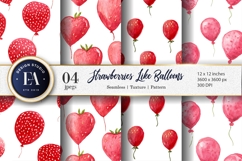 Strawberries Shaped Like Balloons Watercolor Digital Paper Product Image 1