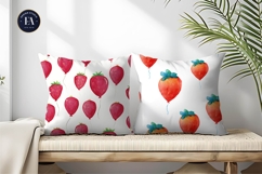 Strawberries as Floating Balloons Watercolor Digital Paper Product Image 2