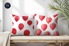 Strawberries Shaped Like Balloons Watercolor Digital Paper Product Image 2