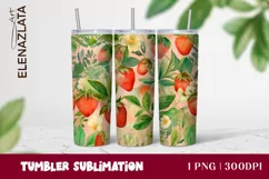 Strawberries Tumbler Wrap | Summer Flowers 20oz Tumbler Product Image 1