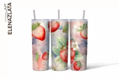 Strawberries Tumbler Wrap | Summer Flowers 20oz Tumbler Product Image 2