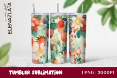 Strawberries Tumbler Wrap | Summer Flowers 20oz Tumbler Product Image 1