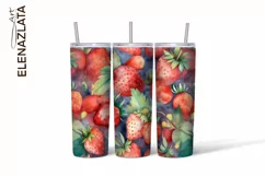 Strawberries Tumbler Wrap | Summer Flowers 20oz Tumbler Product Image 2