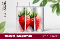 Strawberries Tumbler Wrap Summer Flowers 20oz Product Image 1