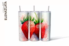 Strawberries Tumbler Wrap Summer Flowers 20oz Product Image 2