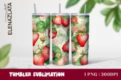 Strawberries Tumbler Wrap Summer Flowers 20oz Product Image 1