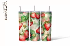 Strawberries Tumbler Wrap Summer Flowers 20oz Product Image 2