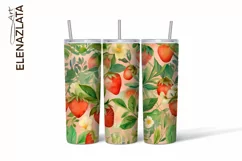 Strawberries Tumbler Wrap | Summer Flowers 20oz Tumbler Product Image 2