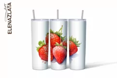 Strawberries Tumbler Wrap Summer Flowers 20oz Product Image 2