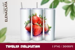 Strawberries Tumbler Wrap Summer Flowers 20oz Product Image 1