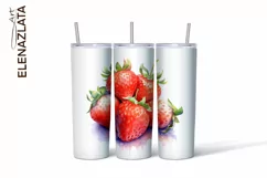 Strawberries Tumbler Wrap Summer Flowers 20oz Product Image 2
