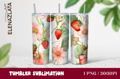 Strawberries Tumbler Wrap | Summer Flowers 20oz Tumbler Product Image 1