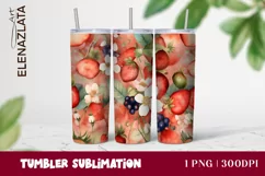 Strawberries Tumbler Wrap | Summer Flowers 20oz Tumbler Product Image 1