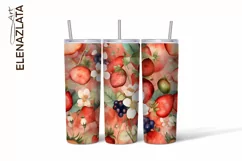 Strawberries Tumbler Wrap | Summer Flowers 20oz Tumbler Product Image 2