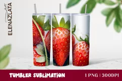 Strawberries Tumbler Wrap | Summer Flowers 20oz Tumbler Product Image 1
