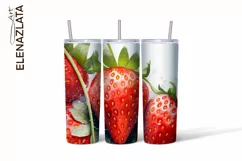 Strawberries Tumbler Wrap | Summer Flowers 20oz Tumbler Product Image 2