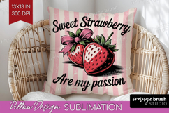 Strawberry Vintage Fruit Pillow Sublimation Summer Pillow Product Image 1
