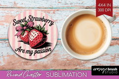 Strawberry Vintage Fruit Round Coaster Summer Coaster PNG Product Image 1