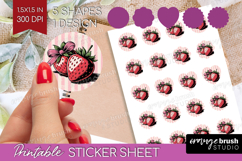 Strawberry Vintage Fruit Round Sticker Summer Printable Product Image 1