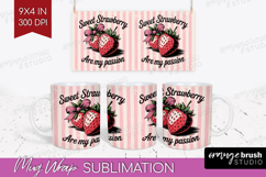 Strawberry Vintage Fruit Mug Wrap Summer Mug PNG Sublimation Product Image 1