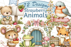 Strawberry Animals Clipart, Strawberry Houses Clip Art Png Product Image 1