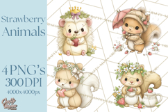 Strawberry Animals Clipart, Strawberry Houses Clip Art Png Product Image 1