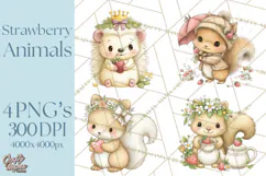 Strawberry Animals Clipart, Strawberry Houses Clip Art Png Product Image 1