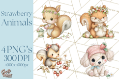 Strawberry Animals Clipart, Strawberry Houses Clip Art Png Product Image 1