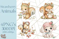 Strawberry Animals Clipart, Strawberry Houses Clip Art Png Product Image 1
