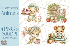 Strawberry Animals Clipart, Strawberry Houses Clip Art Png Product Image 1