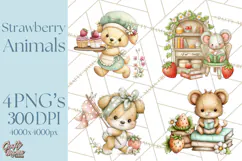 Strawberry Animals Clipart, Strawberry Houses Clip Art Png Product Image 1