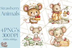 Strawberry Animals Clipart, Strawberry Houses Clip Art Png Product Image 1